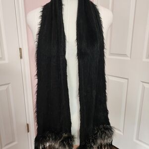 Elegant Black Faux Fur Scarf